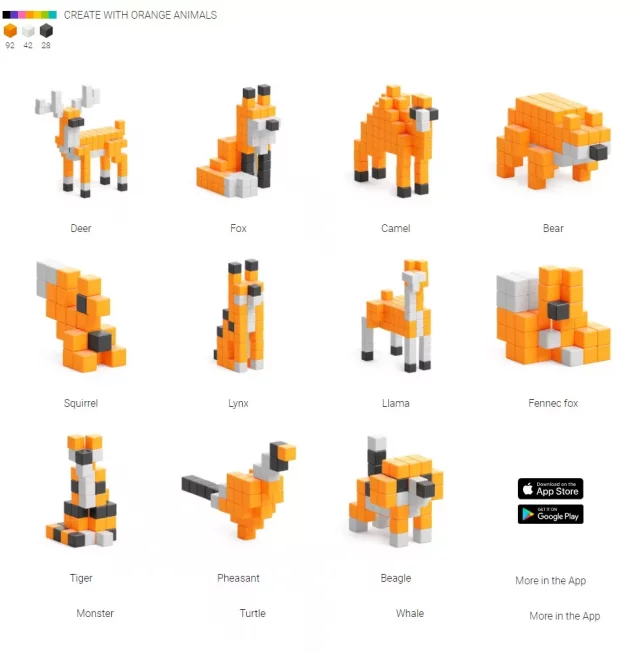 Magnetická stavebnice PIXIO Orange Animals (Story Series)