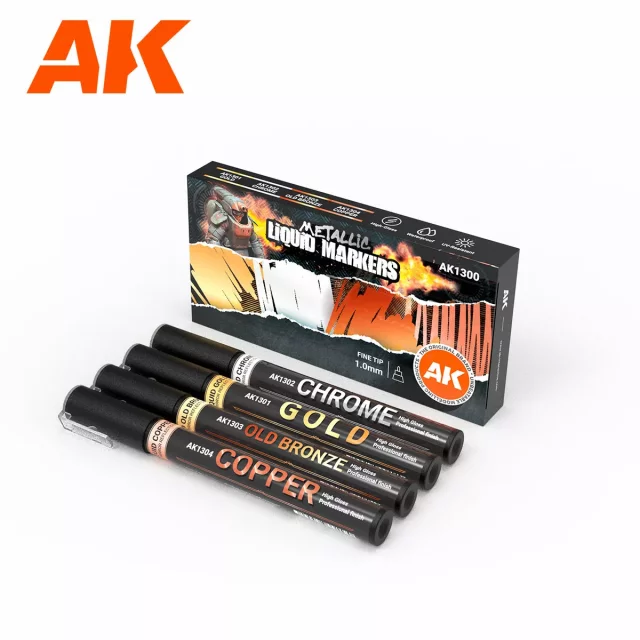 Barvící fix AK - Gold metallic liquid marker (zlatá) dupl