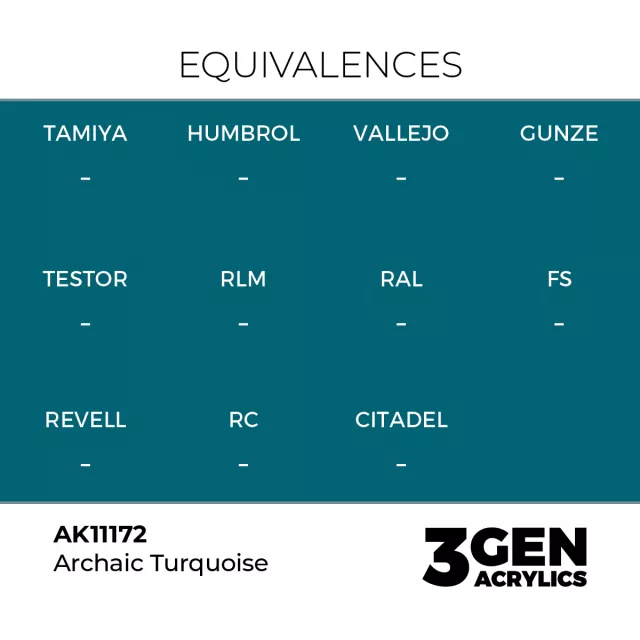 Základná farba AK 3Gen (Archaic Turquoise - Acrylic) - archaická tyrkysová - AK-Interactive