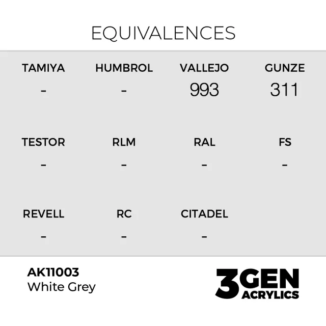 Základná farba AK 3Gen (White Grey - Acrylic) - bielo-sivá - AK-Interactive