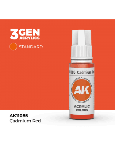 Základná farba AK 3Gen (Cadmium Red - Acrylic) - kadmiová červená