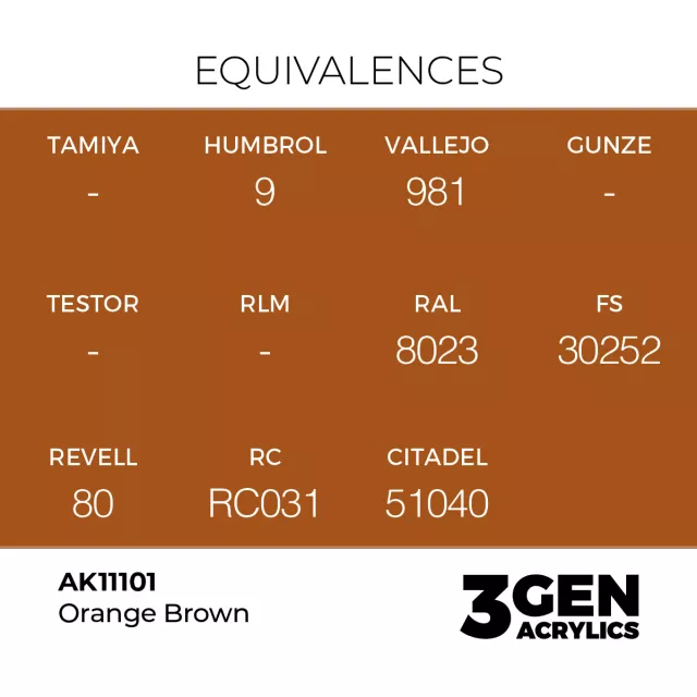 Základná farba AK 3Gen (Orange Brown - Acrylic) - oranžovo-hnedá - AK-Interactive