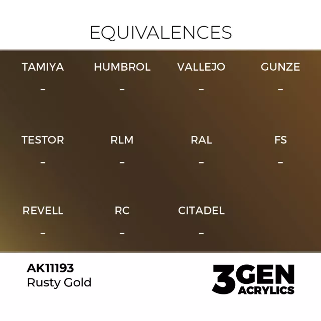 Základná farba AK 3Gen (Rusty Gold - Metallic) - patinované zlato - AK-Interactive