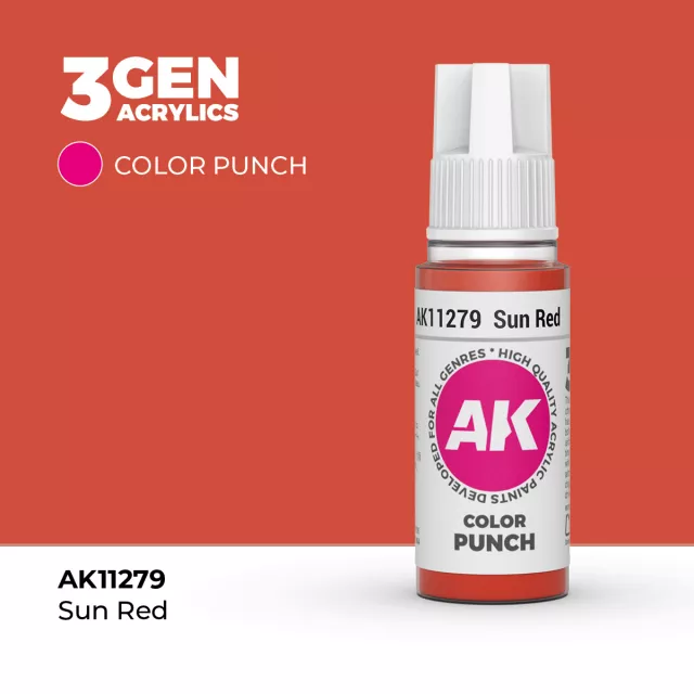 Základná farba AK 3Gen (Sun Red - Punch) - slnečná červená - AK-Interactive