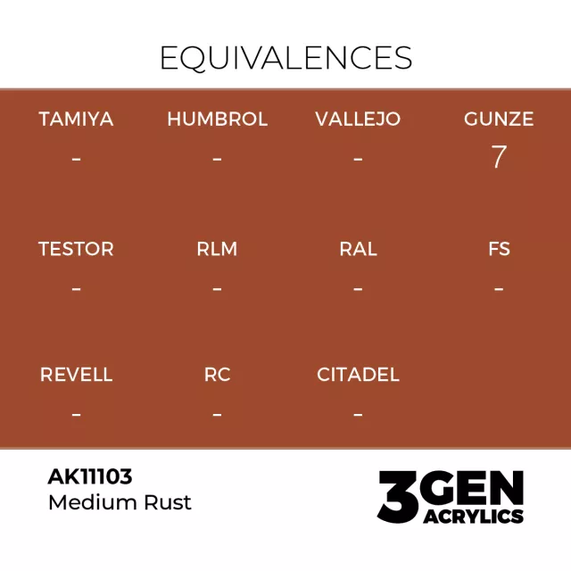 Základná farba AK 3Gen (Medium Rust - Acrylic) - stredne hrdzavá - AK-Interactive