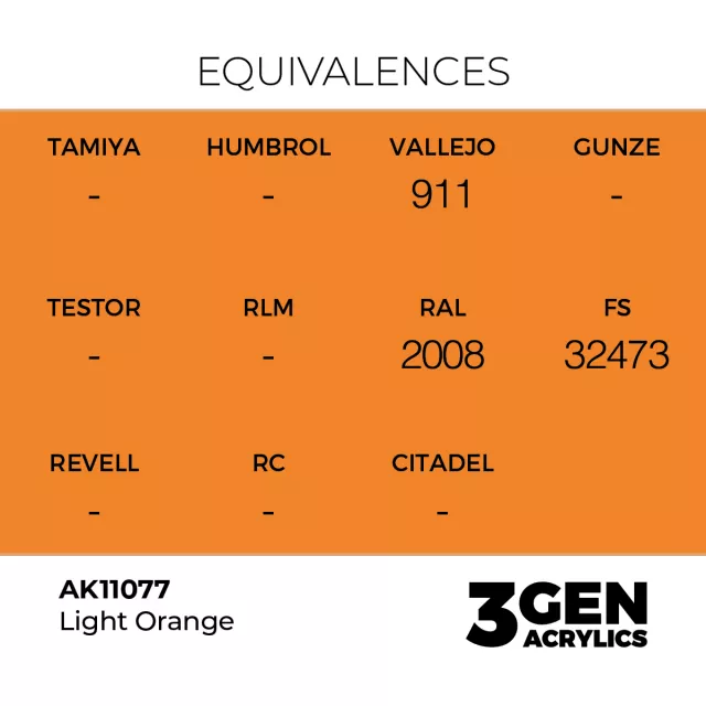 Základná farba AK 3Gen (Light Orange - Acrylic) - svetlooranžová - AK-Interactive