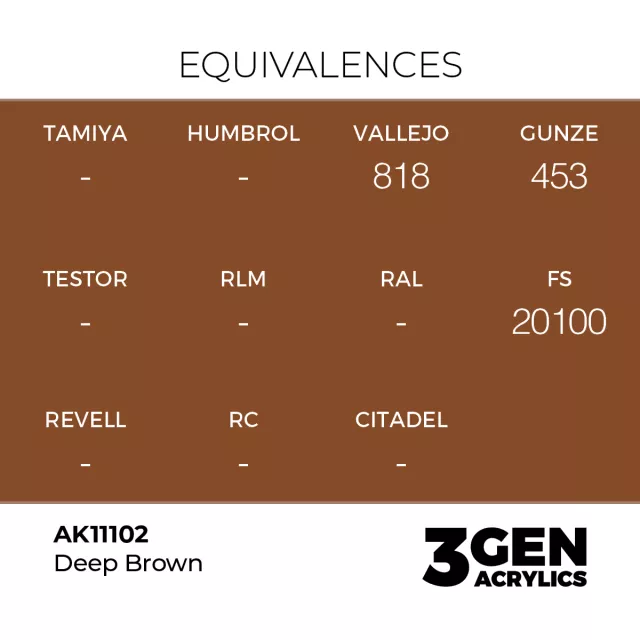 Základná farba AK 3Gen (Deep Brown - Intense) - sýto hnedá - AK-Interactive