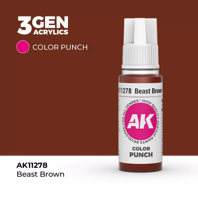 Základná farba AK 3Gen (Beast Brown - Punch) - tmavohnedá - AK-Interactive