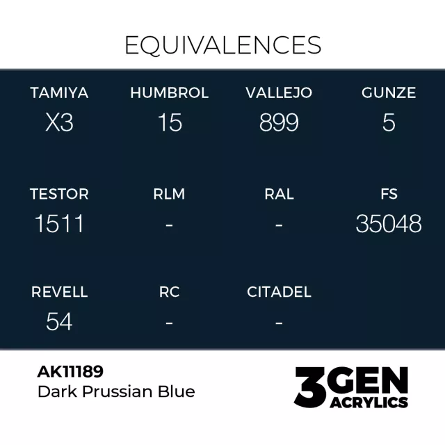 Základná farba AK 3Gen (Dark Prussian Blue - Acrylic) - tmavo pruská modrá - AK-Interactive