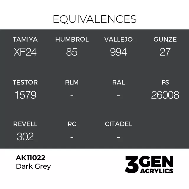 Základná farba AK 3Gen (Dark Grey- Acrylic) - tmavosivá - AK-Interactive