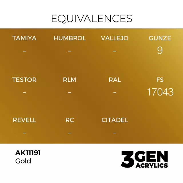 Základná farba AK 3Gen (Gold - Metallic) - zlatá - AK-Interactive