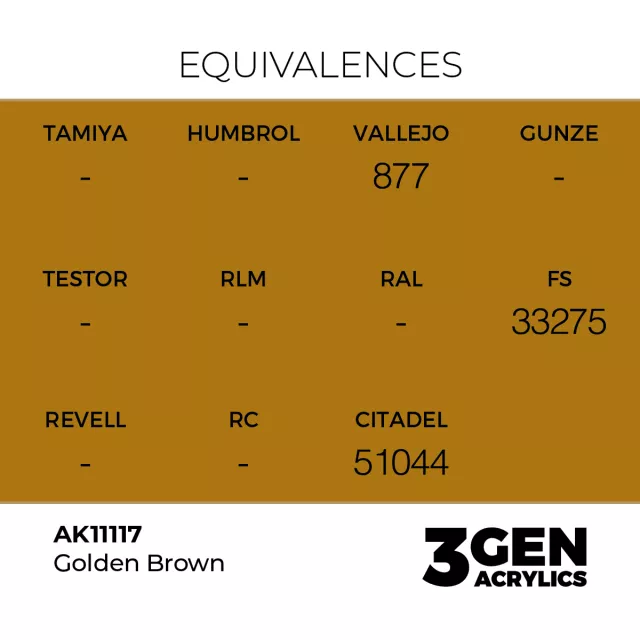 Základná farba AK 3Gen (Golden Brown - Acrylic) - zlato-hnedá - AK-Interactive