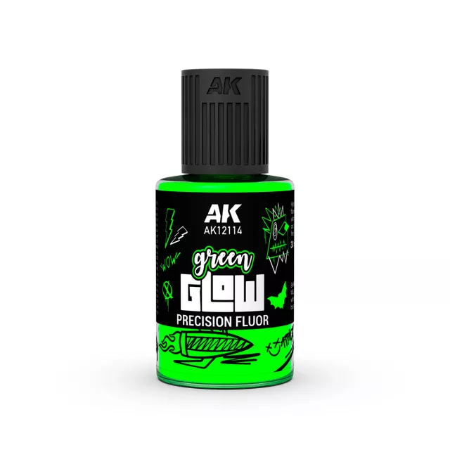 Krycia farba AK - Green Glow Precision Fluor (zelená) - AK-Interactive