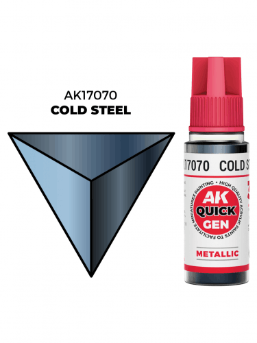 Kontrastná farba AK Quick Gen (Cold Steel) - studená oceľ