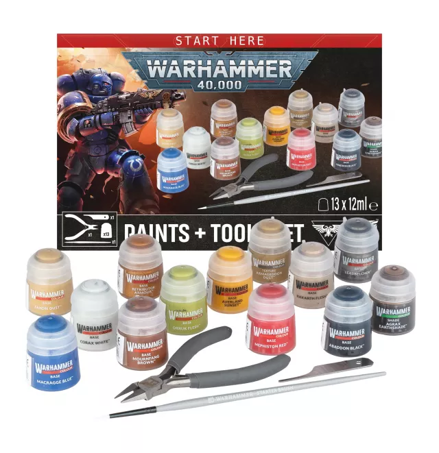 Warhammer 40,000 - Paints + Tools Set - Stolová hra
