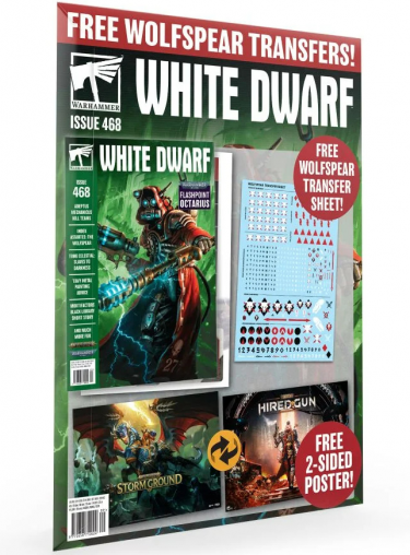 Časopis White Dwarf 2021/09 (Issue 468) + plakáty a transfer sheet (poškodená obálka, Nemecká verzia)