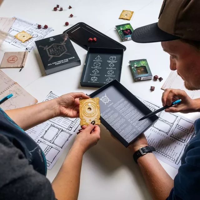 RPG Starter Set - kocky, notes, ceruzka, vrecko na kocky, drevené počítadlo