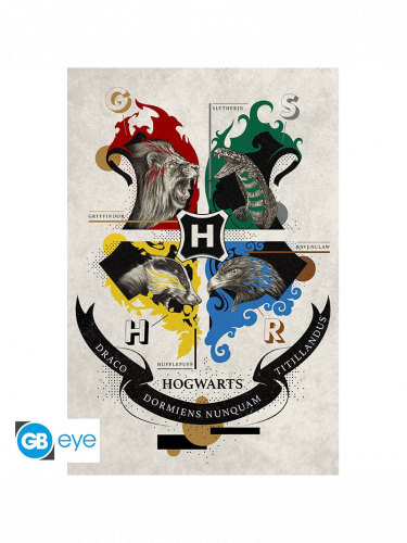 Plagát Harry Potter - Hogwarts Animal Crest