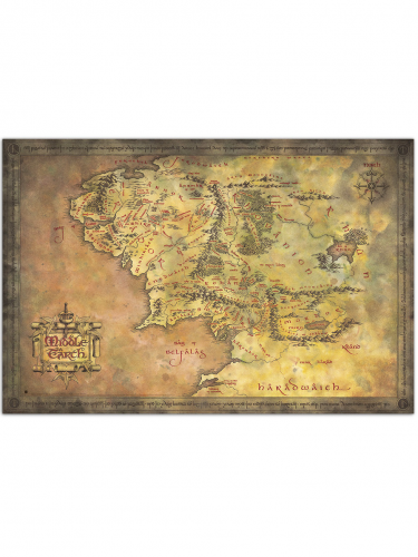 Plagát Lord of the Rings - Middle Earth Map