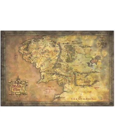 Plagát Lord of the Rings - Middle Earth Map