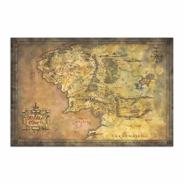 Plagát Lord of the Rings - Middle Earth Map