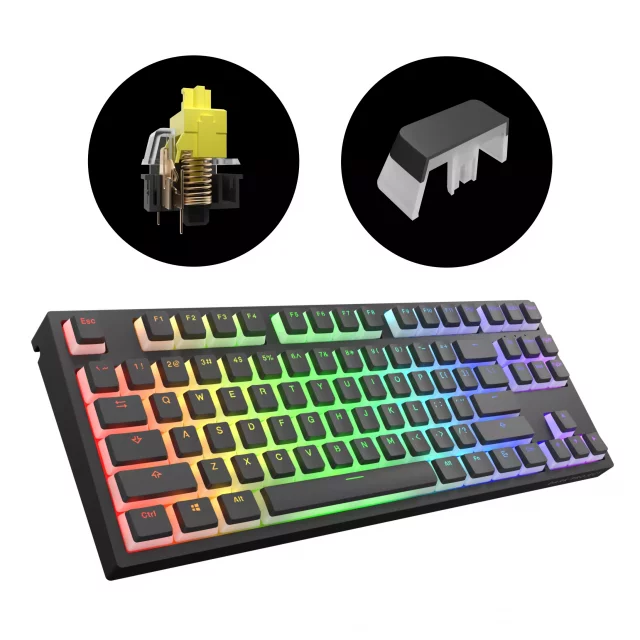 Herná klávesnica Dark Project - One KD87A Keyboard Pudding Gateron Mechanical Yellow EU