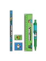 Darčekový set Minecraft - Školské potreby (pravítko, ceruzka, pero, guma, strúhadlo)