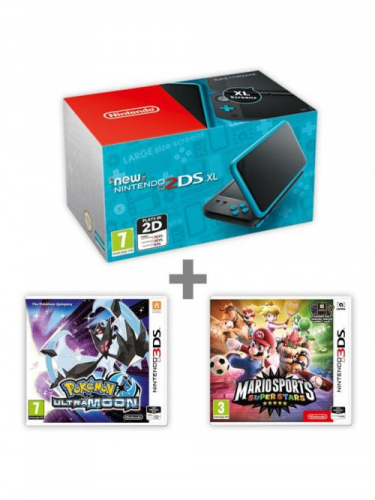 Konzola New Nintendo 2DS XL Black & Turquoise + Pokémon UM + Mario Sports (3DS)