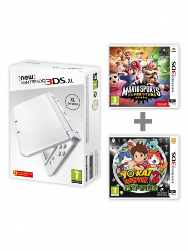 Konzola New Nintendo 3DS XL (biela) + Mario Sports + Yo-Kai Watch 2 (WII)
