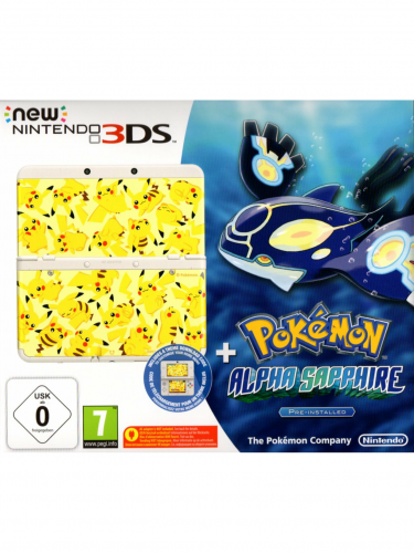 Konzola New Nintendo 3DS (biela) + Pokemon Alpha Sapphire + Pikachu Faceplate (WII)