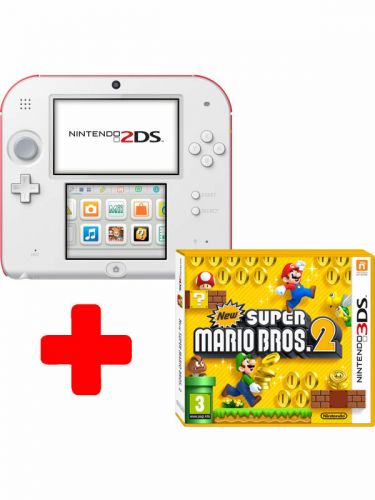 Konzola Nintendo 2DS (bielo-červená) + New Super Mario Bros 2 (WII)