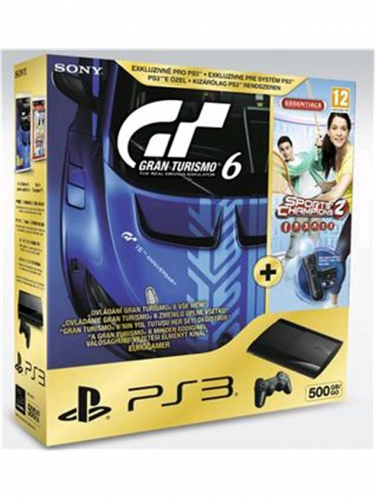 Konzola Sony PlayStation 3 Super Slim (500GB) + Gran Turismo 6 + Sports Champions 2 + MOVE Starter Pack (PS3)