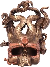 Stojan na fľašu - Tentacled Steampunk Skull