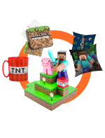 Výhodný set  Minecraft MEGA - Lampička, vankúš, hrnček, hracie karty
