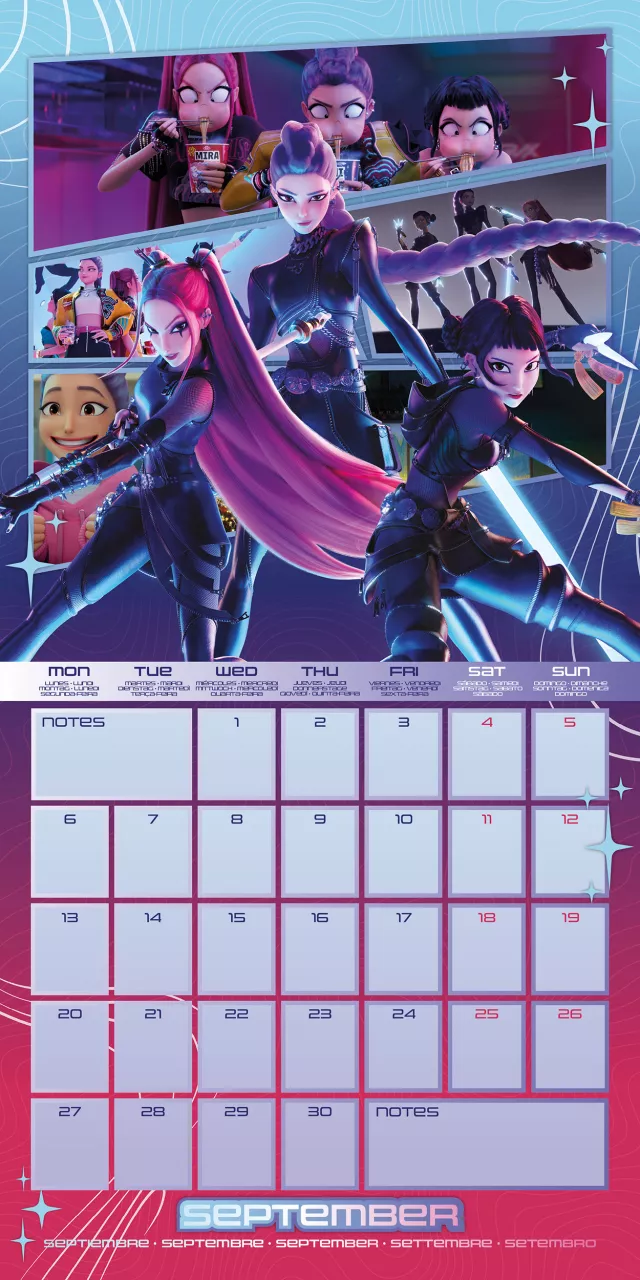 Kalendár KPop Demon Hunters 2027 (16 mesiacov, multi-language)