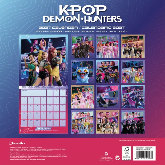 Kalendár KPop Demon Hunters 2027 (16 mesiacov, multi-language)