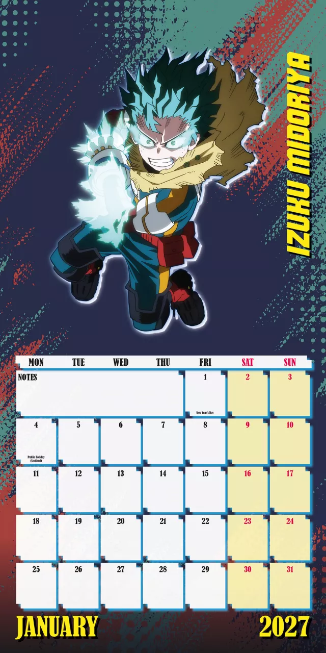 Kalendár My Hero Academia 2027 - Anime