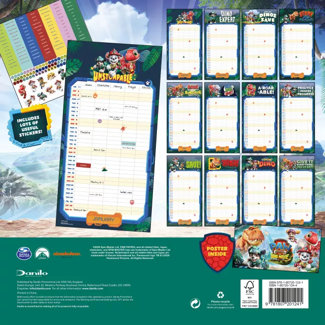 Kalendár Paw Patrol: Dino Movie - Family Organiser 2027 (+ samolepky)