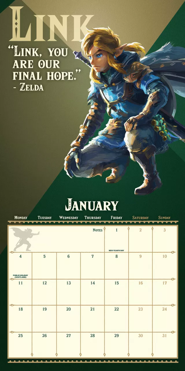 Kalendár The Legend of Zelda: Tears of the Kingdom 2027