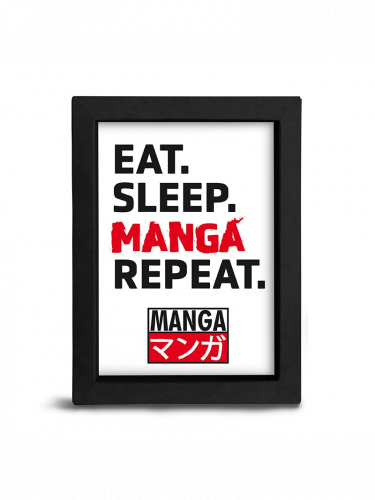 Zarámovaný plagát Asian Art - Eat. Sleep. Manga. Repeat.