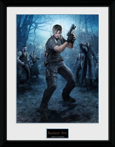 Zarámovaný plagát Resident Evil: Leon Gun
