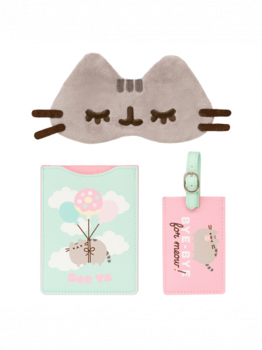 Cestovný set Pusheen - Bye-Bye for Meow (púzdro na pás, menovka na kufor, maska na oči)