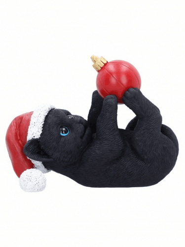 Vianočná ozdoba Jingle Paws - Cat in Santa Hat Playing With Bauble (Nemesis Now)