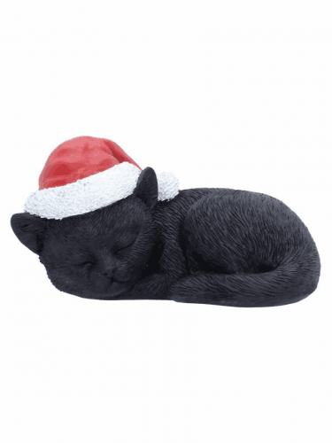 Vianočná ozdoba Jingle Paws - Sleeping Black Cat in Santa Hat (Nemesis Now)