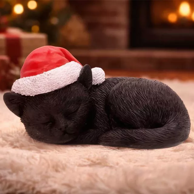 Vianočná ozdoba Jingle Paws - Sleeping Black Cat in Santa Hat (Nemesis Now) - Nemesis Now 