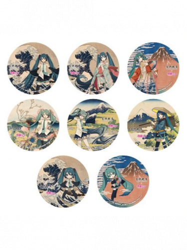 Odznak Vocaloid – Katsushika Hokusai × Hatsune Miku Badge (náhodný výber)