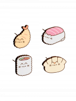 Odznaky Pusheen - Sushi Roll (4 kusy)