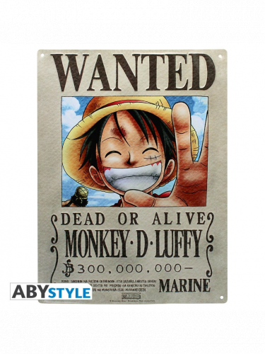 Plechová ceduľa One Piece - Luffy Wanted