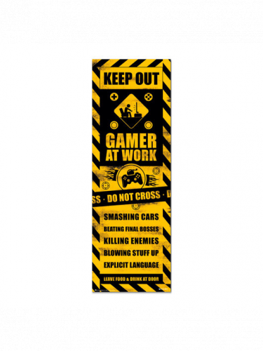 Plagát na dvere Caution! Gamer