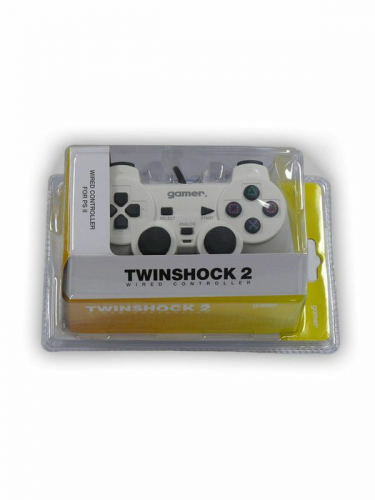 Drôtový gamepad TwinShock 2 pre PS2 (Gamer) (biely) (PS2)